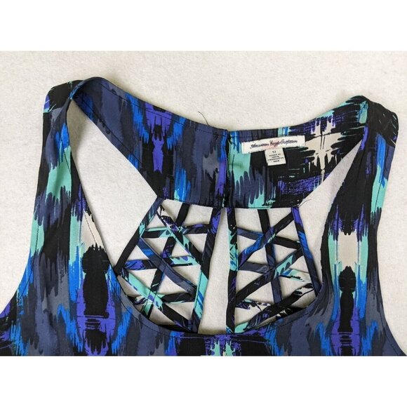 AMERICAN EAGLE OUTFITTERS - WOMEN'S BLUE PRINT SILKY TEXTURED DRESS - SIZE 12 - Picture 4 of 7